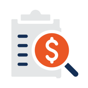 icon of a invoice with a magnifying glass