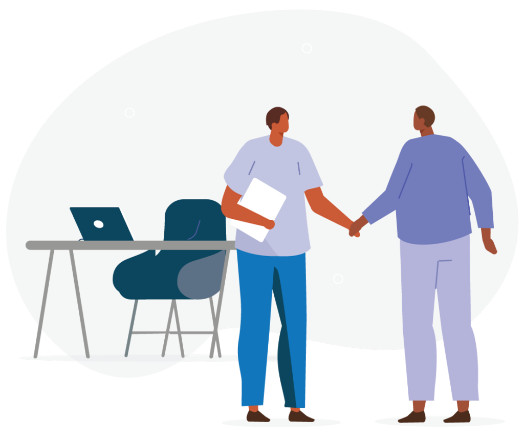 illustration of a businessman shaking hands with a client