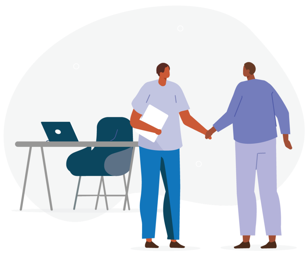 illustration of a businessman shaking hands with a client